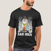 Snowman Campfire Idea Bad Funny Camping Kerstmis T-shirt (Voorkant)