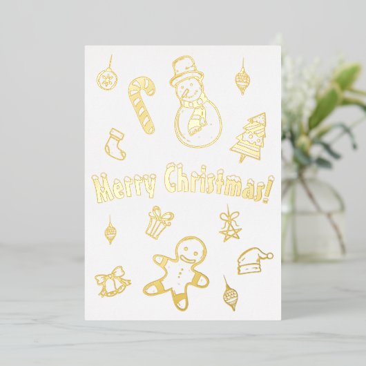 Snowman Candy Bells Folie Feestdagenkaart (Staand Voorkant)