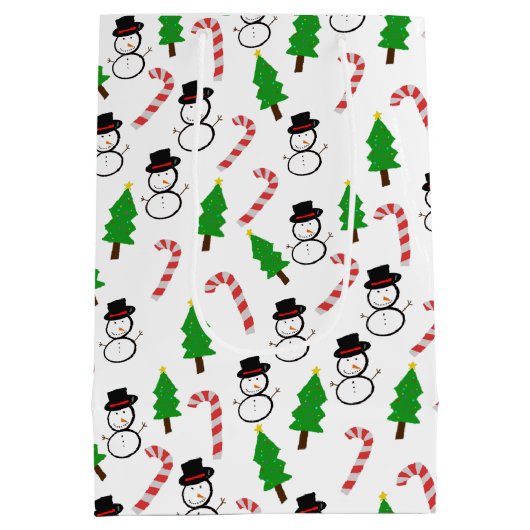 Snowman Candy Cane Christmas Tree Medium Cadeauzakje (Achterkant)