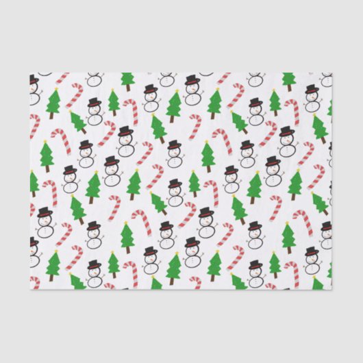 Snowman Candy Cane Christmas Tree Tissuepapier (Voorkant)