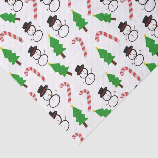 Snowman Candy Cane Christmas Tree Tissuepapier (Detail)