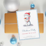 Snowman Candy Cane Kerstfeest Kaart<br><div class="desc">Minimale kerstuitnodiging met een illustratie van een sneeuwpop met een snoepriet. Illustratief en ontworpen door Patricia Alvarez.</div>