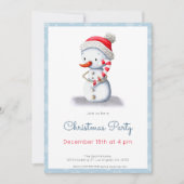 Snowman Candy Cane Kerstfeest Kaart (Voorkant)