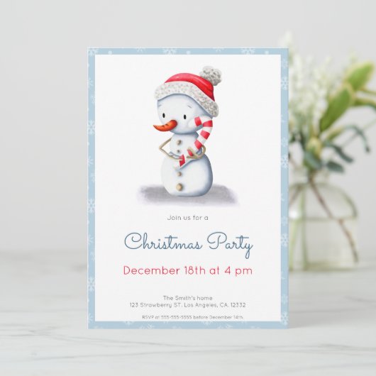 Snowman Candy Cane Kerstfeest Kaart (Staand voorkant)