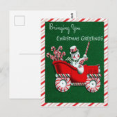 Snowman Candy Cane Kerstmis Briefkaart (Voorkant / Achterkant)
