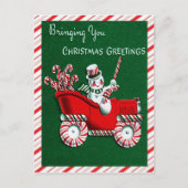 Snowman Candy Cane Kerstmis Briefkaart (Voorkant)