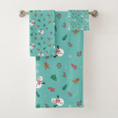 Snowman Candy Cane Pattern Bad Handdoek (Insitu)