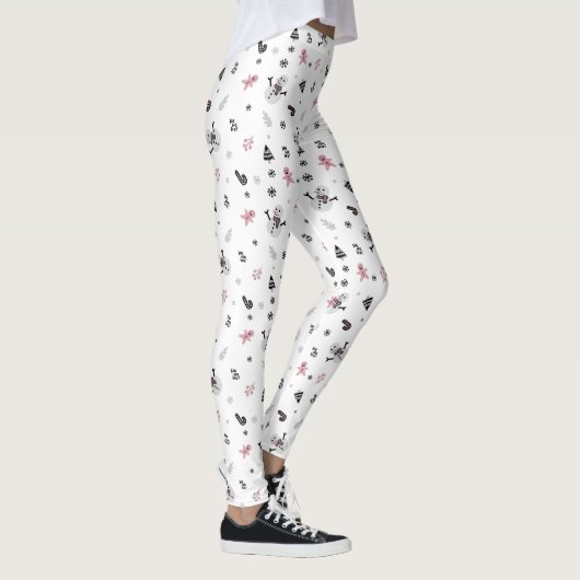 Snowman Candy Cane Pattern Leggings (Rechts)