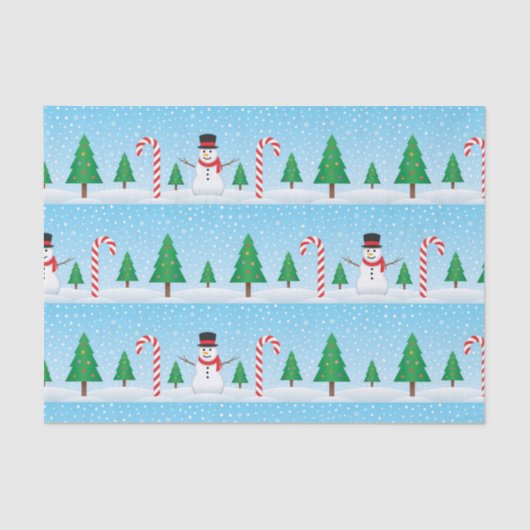 Snowman & Candy Cane Winter Wonderland Tissuepapier (Voorkant)