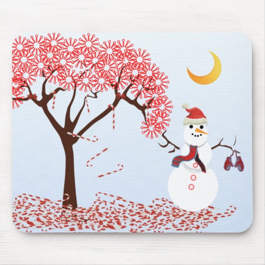 SnowMan CandyCane Tree MousePad - Muismat (Voorkant)