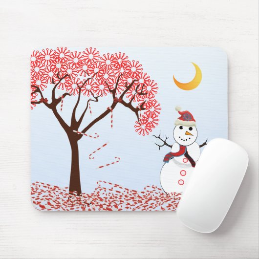 SnowMan CandyCane Tree MousePad Muismat (Met muis)