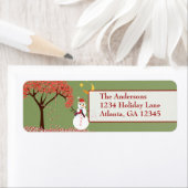 Snowman Candycane Tree on Green Etiket (Insitu)