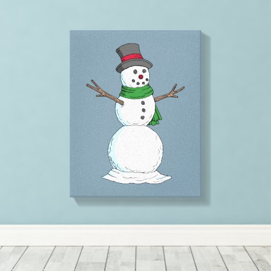 Snowman Canvas Afdruk (Insitu (Houten vloer))