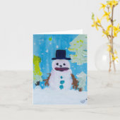 Snowman Card Kaart (Gele Bloem)