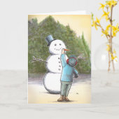 Snowman Carrot neus Kaart (Gele Bloem)