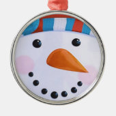 Snowman Carrot Nose Winter Kerstmis Metalen Ornament (Voorkant)