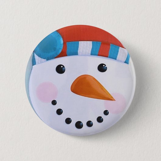 Snowman Carrot Nose Winter Kerstmis Ronde Button 5,7 Cm (Voorkant)