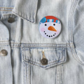 Snowman Carrot Nose Winter Kerstmis Ronde Button 5,7 Cm (In situ)