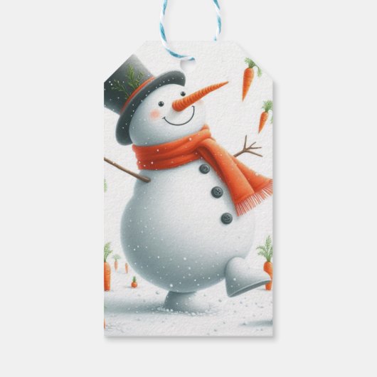 Snowman Carrot Patch Dance Cadeaulabel (Achterkant)