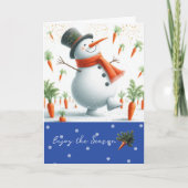 Snowman Carrot Patch Dance Feestdagen Kaart (Voorkant)
