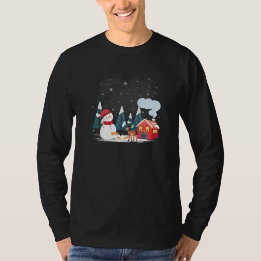 Snowman Carrot Tail Ugly Christmas   Humorous T-shirt (Voorkant)