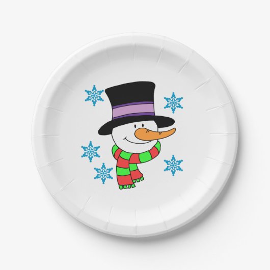 Snowman Cartoon Paper Borden Papieren Bordje (Voorkant)