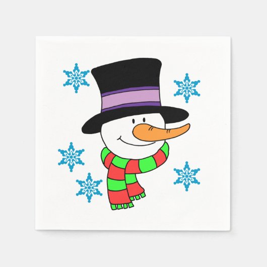 Snowman Cartoon Paper Napkins Servet (Voorkant)