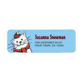Snowman Cat & Robin Return-adreslabels Etiket (Voorkant)