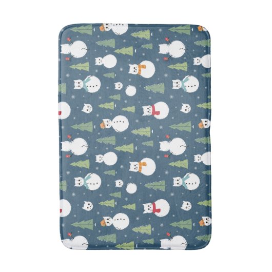 Snowman Cats Vakantiepatroon Badmat (Voorkant Verticaal)