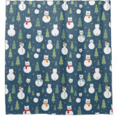 Snowman Cats Vakantiepatroon Douchegordijn (Voorkant)