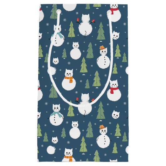 Snowman Cats Vakantiepatroon Klein Cadeauzakje (Voorkant)