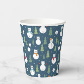Snowman Cats Vakantiepatroon Papieren Bekers (Achterkant)