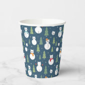 Snowman Cats Vakantiepatroon Papieren Bekers (Links)