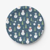 Snowman Cats Vakantiepatroon Papieren Bordje (Voorkant)