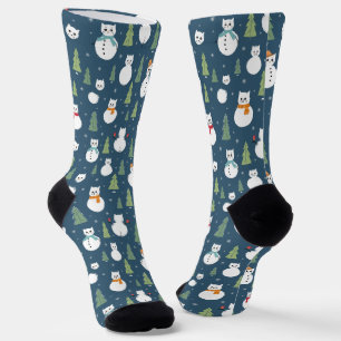 Snowman Cats Vakantiepatroon Sokken