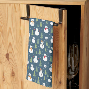 Snowman Cats Vakantiepatroon Theedoek