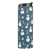 Snowman Cats Vakantiepatroon Thermosbeker (Gedraaid links)