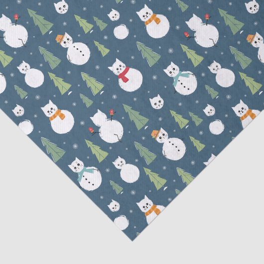 Snowman Cats Vakantiepatroon Tissuepapier (Detail)