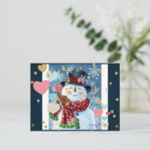 Snowman Celebrating kerstBriefkaart Briefkaart (Staand voorkant)