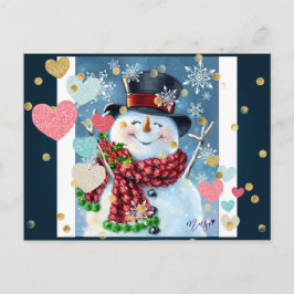 Snowman Celebrating kerstBriefkaart Briefkaart