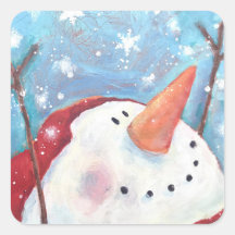 Snowman Celebrating Snow sticker