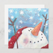Snowman Celebration Holiday Card Feestdagenkaart (Voorkant / Achterkant)