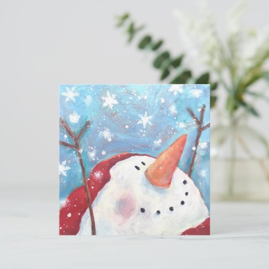 Snowman Celebration Holiday Card Feestdagenkaart (Staand voorkant)
