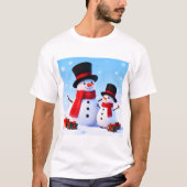 Snowman Celebration in the Winter Hills T-shirt (Voorkant)