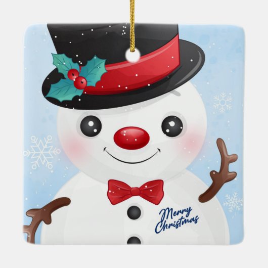 Snowman Ceramic Ornament (Achterkant)