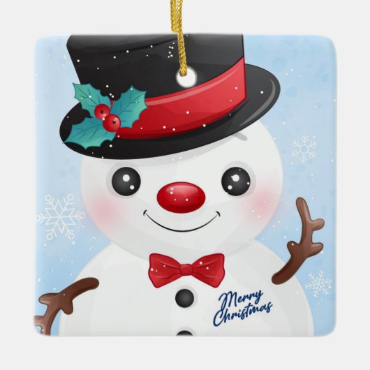 Snowman Ceramic Ornament (Voorkant)
