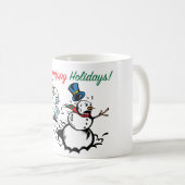 Snowman Chase Prettige feestdagen Mok (Voorkant rechts)