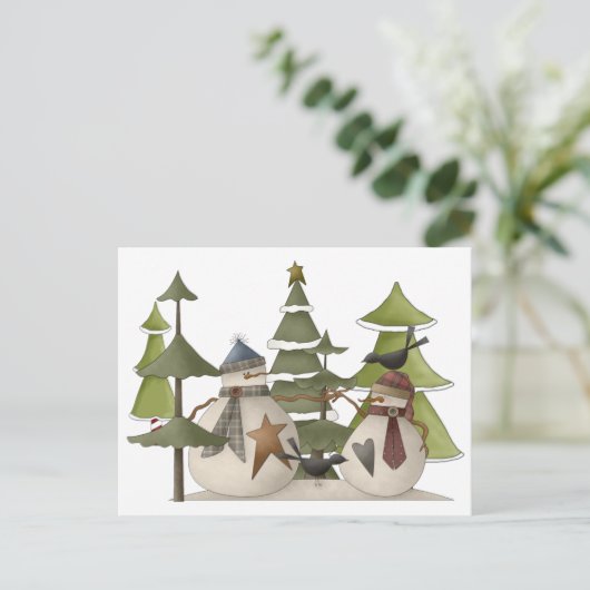 Snowman Chat Briefkaart (Staand voorkant)