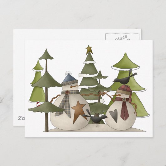 Snowman Chat Briefkaart (Voorkant / Achterkant)