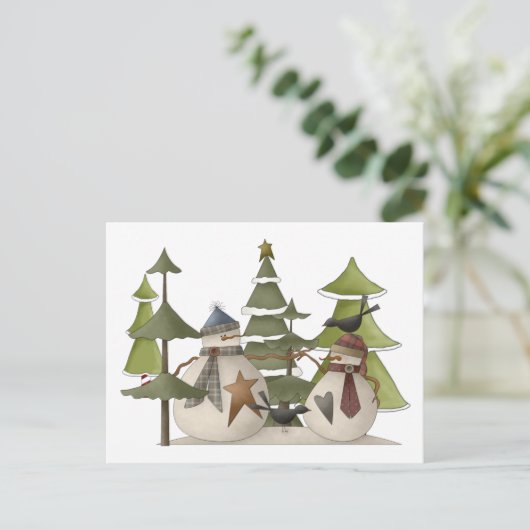 Snowman Chat Briefkaart (Staand voorkant)